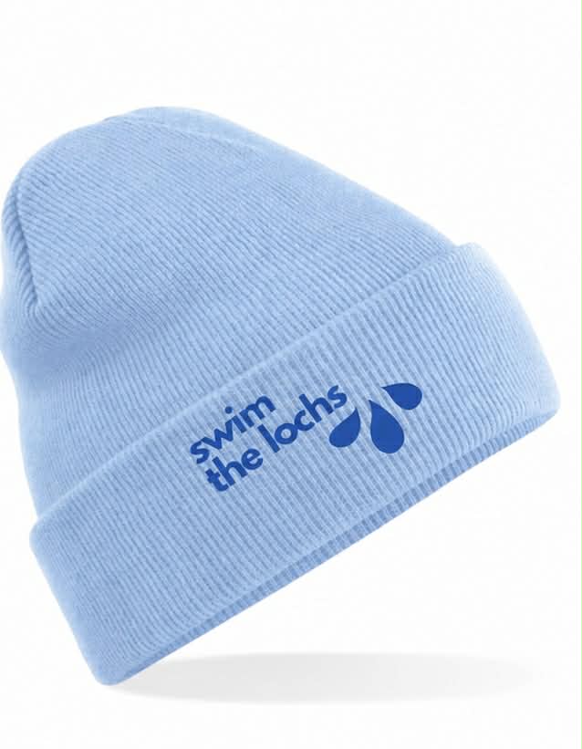 Swim the Lochs Beanie Hat | Wild Swimming Bobble Hat for Cold Water Swimmers