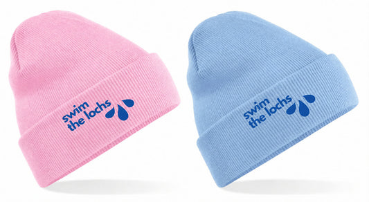 Swim the Lochs Beanie Hat | Wild Swimming Bobble Hat for Cold Water Swimmers